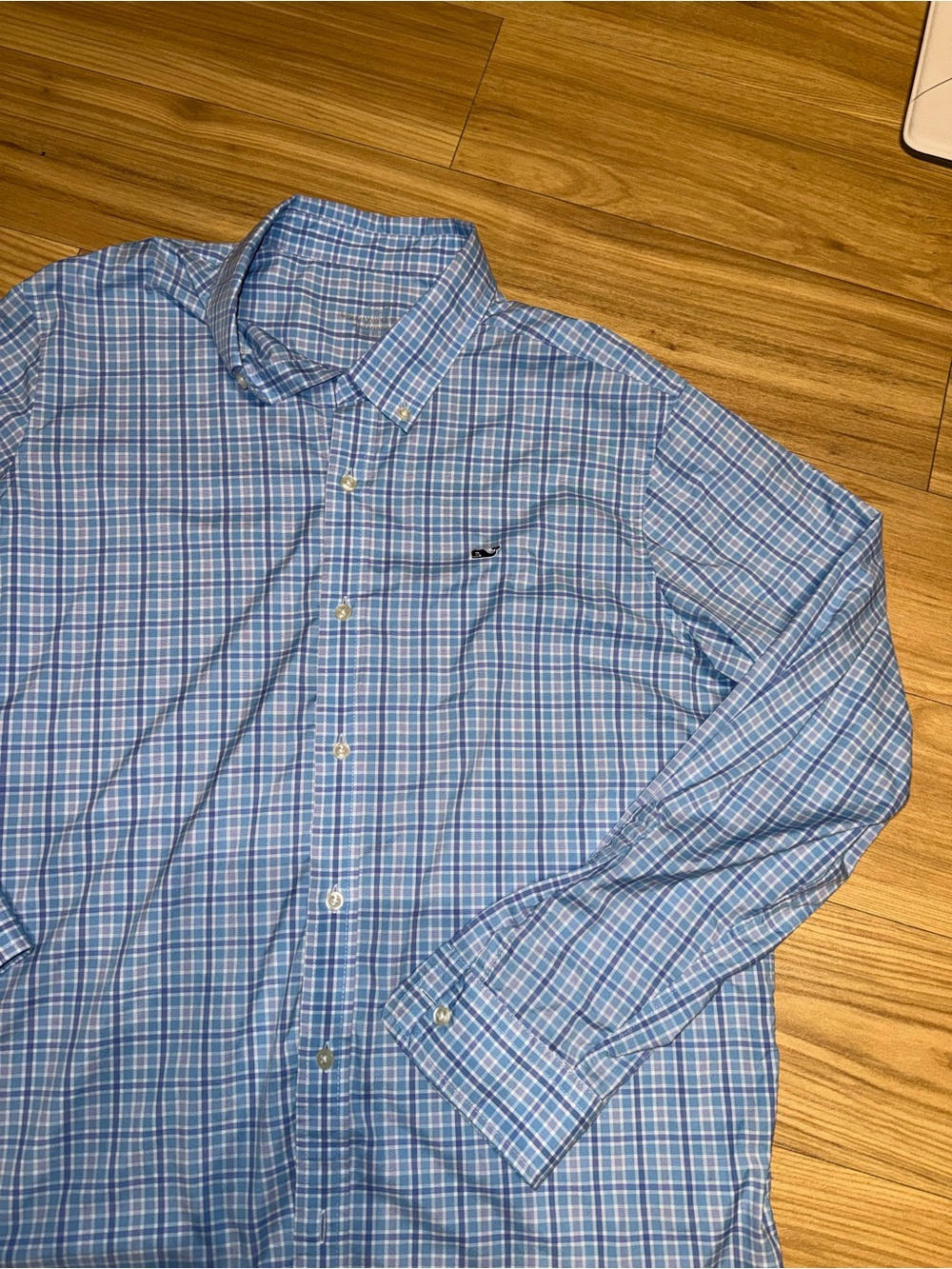 Vineyard Vines Light Blue Plaid Button-Down Shirt performance Dress Shirt LARGE - Picture 4 of 4